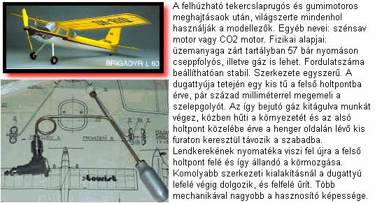Széndioxidmotoros repülőgépmodell.